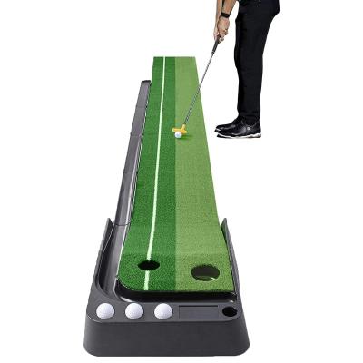 China PP Grass+ EVA Golf Practice Training Aid Golf Practice Mat with Automatic Golf Ball Return Function Indoor/Outdoor Putting Green for sale