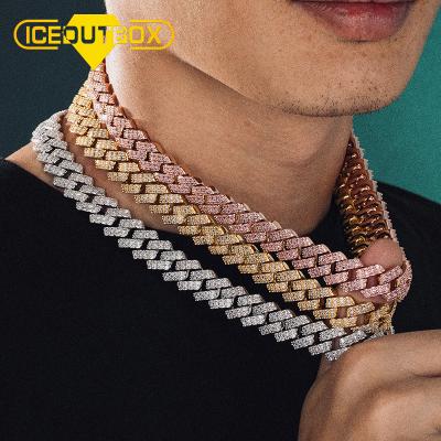 China Iced Out Chain Iced Out Cuban Link Chain White Gold Diamond Cuban Chain Necklace CZ Plated Fork Hip Hop Jewelry for sale