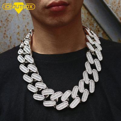 China Iced Out Big Mens Cuban Link Bracelet 40mm Homie Custom White Gold Plated Double Layer Baguette Chain Necklace for sale