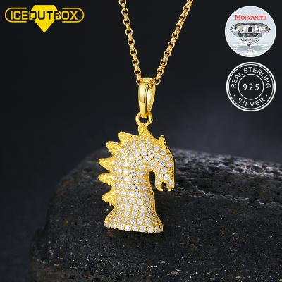 China Sterling Silver Moissanite Seahorse Charm Hip Hop Pendant Custom Hiphop VVS Moissanite Necklace 925 Pendant for sale