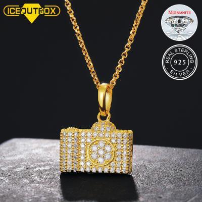 China Hiphop Moissanite Camera Necklace 925 Sterling Silver Moissanite Jewelry Custom Charm Hip Hop Pendant for sale