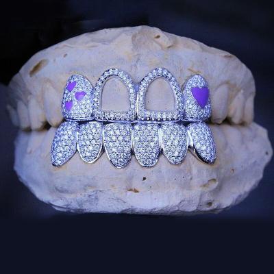 China HIPHOP hip hop teeth grillz sterling silver moissanite iced out custom tooth grillz jewelry teeth grillz for sale