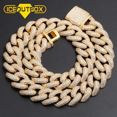 China Hiphop Men's Hip Hop Copper CZ Iced Out Miami Micro Patterned Gold Plated Cuban Link Chain Necklace for sale