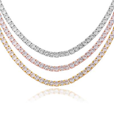 China CLASSIC Tennis Hip Hop Bling Zircon Jewelry Chain Gold Silver Plated Tennis Chain Wholesale Price for sale