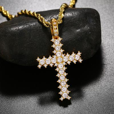 China Personalized Necklace Hip Hop Jewelry AAA Zircon Iced Out Egyptian Ankh Cross Pendants Crystal Necklace Jewelry for sale