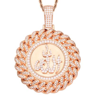 China Hip Hop Bling Pendant Necklace Round Rope Pendant Silver Cubic Cuban Tennis Charms Jewelry Gold Zircon Chain Necklace for sale