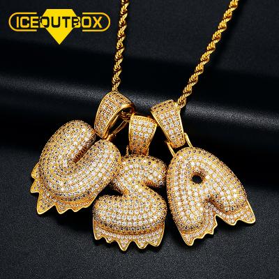 China Custom Charm Custom Name Jewelry Red Dripping Letters Alphabet Necklaces Zircon Pendant Hip Hop Jewelry for sale