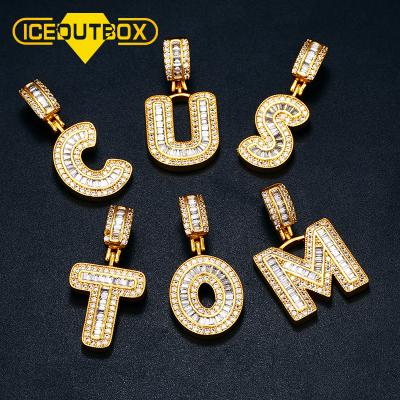 China Custom Name & Pendant Letter A-Z Letters Pendant Necklaces For Women Mens Womens Custom Bling CZ Gold Hip Hop Jewelry for sale