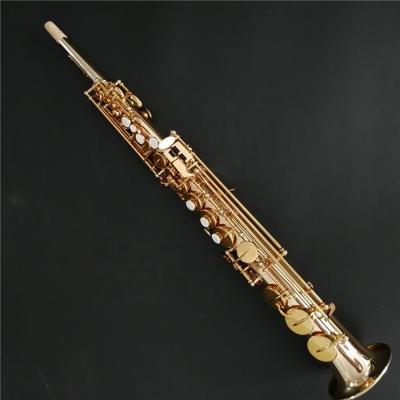 China Straight soprano saxophone gold-copper hardware OEM logo based on brand vi straight soprano saxophone for sale