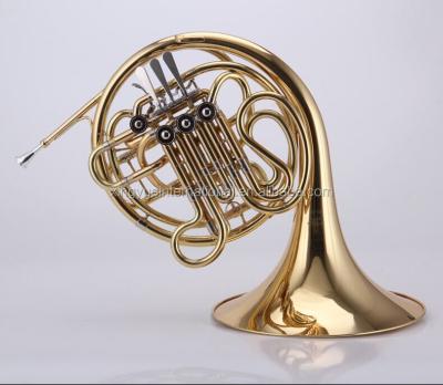 China Gold Lacquer 4 Double Head French Horn Musical Instruments for sale