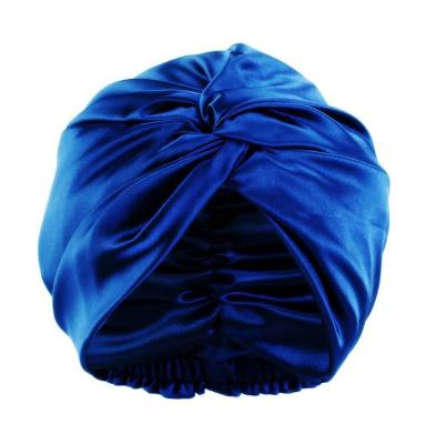 China Custom 100% Silk Plush Night Sleep Elastic Silk Cap For Women Head Cover for sale