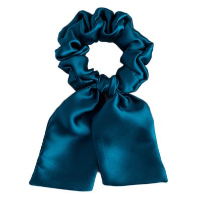 China Fashionable Circle Silk Ribbon Large Intestine Elastic Hair Band 100% Silk Hair Scrunchies Hair Bowknot With Flames for sale