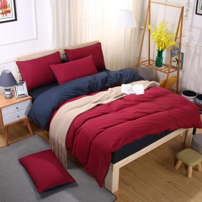 China Nondisposable Microfiber 4-Piece Comforter Set Two Color Flat Layer Set Sheet for sale