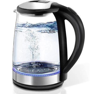 China 360 Degree Rotating Electric Kettle Base 1.8L Glass Off Stainless Steel Anti-hot Electric Kettle Automatically for sale