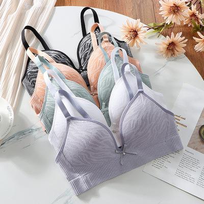 China 3/4 Student Tied Tied Thin Seamless Rimless Antibacterial Padded Triangle Bra Girl Bra Student Bra for sale