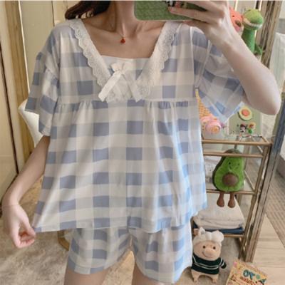 China Summer Breathable Shorts Sheath Princess Style Sweet Cute Women Sleepwear Set Pajamas for sale