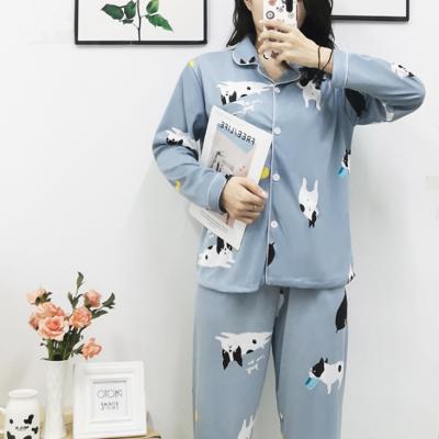 China Hot Spring Autumn Ladies Long Sleeve Sleepwear Soft Pajamas Set Button Down Women's Casual Two Piece Sets for sale