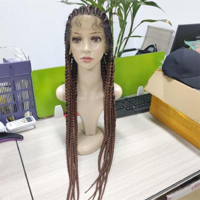 China Popular regular wave and hotsell 30inches 400g high quality affordable braid wigs with long frontal braided wigs synthetic braiding wigs for sale