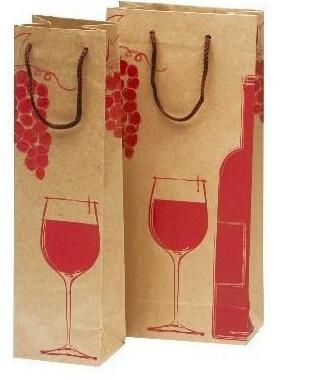 China Kunstdruckpapier-/Kraftpapier-Wein-Flaschen-Geschenk bauscht sich mit Seil-Griff für die Werbung/fördernd zu verkaufen