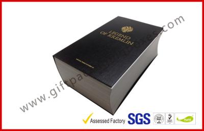 China Hot Stampig Emboss Paper Wine Packaging Boxes With Bible Book Shape for sale