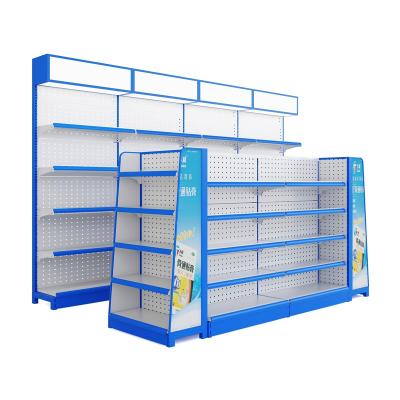 China Fashion Single Sided Top Duty Rack Supermarket Shelves Gondola For Medical Pharmacy Furniture Shop Counter Design for sale