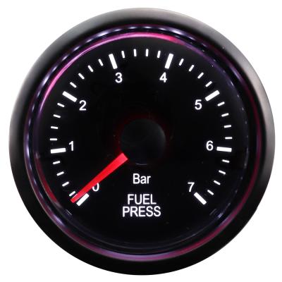 China Universal Backlight Display Amber Red White LED LCD Gauge Analog Car 52mm Electric Fuel Pressure Gauge For Car for sale