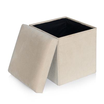 China Foldable Cloth Household Stool Box Fashion Design Storage Ottoman Foldable Stool for sale