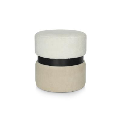 China Furry Round Stool Covered In Eco - Friendly Fabric With Black Metal Trim for sale