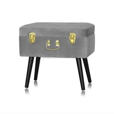 China Square Wholesale Price Metal Storage Stool Eco - Friendly Cloth Gray Storage Stool for sale