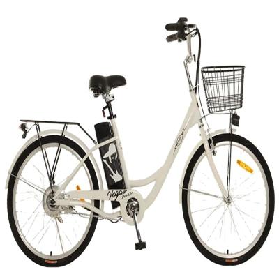 China Wholesale 24 Inch OEM Electric Bicycle Princess Long Range EBike 2022 New Design Steel Beige Electric Bike for sale