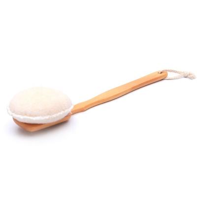 China Long Handle Lotus Wood High Quality Natural Multi Functional PP Sponge Long Handle Body Cleaning Bath Dry Brush for sale