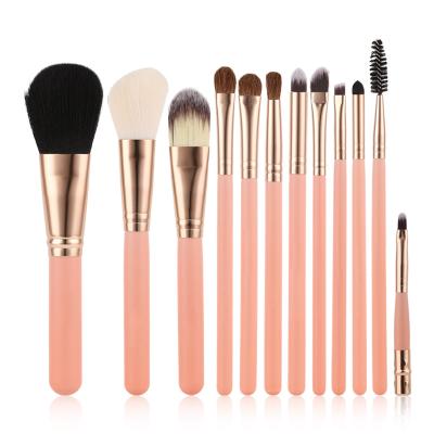 China Angular blush wholesale custom pofessional 12pcs private label pink makeup set brush can OEM your logo for sale