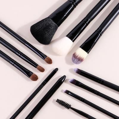 China Angular Blush 12pcs Professional Black Makeup Brushes Classic Power Brush Make Up Beauty Tools Hair Brush Soft Synthetic Leather Case for sale