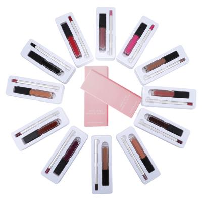 China Wholesale Sunscreen No Logo 2 in 1 Lip Liner Lip Gloss Set Logo Matte Long Lasting Liquid Lipstick Custom Made and Lip Liner Set OEM Logo for sale