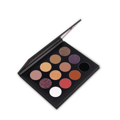 China New Glitter Waterproof Professional Matte 12 Colors Pink Bronze Glow Mounted Eyeshadow Palette Makeup for sale