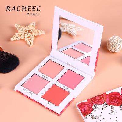 China Wholesale Waterproof Moisturizing Rose Four-color Dye Waterproof/Mineral/High Blush Palette Tools Blush Makeup Powder Cosmetics Blusher for sale