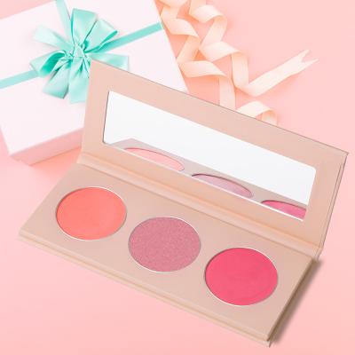 China Sunscreen OEM Private Label Skin Glow Shimmer Cheek Blush High 3 Colors Blush Palette Customized Logo Waterproof Acceepted Private Customized T/T for sale