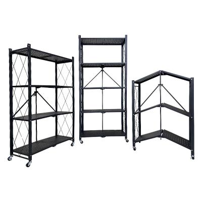 China Corrosion Protection Household 4 Tiers Folding Multifunctional Storage Shelf Rack Display Shelving for sale