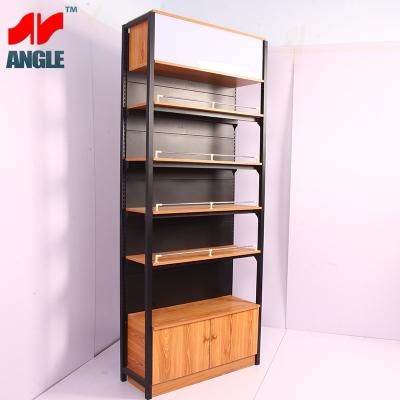 China WoodSteel Modern Multi-Layer Panel Combination Double-Sided/Single-Sided Steel Wood Shelf and Wood Combo Shelf Stationery Display for sale