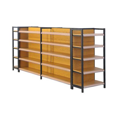 China Double Sided / Single Sided Modern Style Wood Grain Appearance Metal Shelf Supermarket Shelf for sale