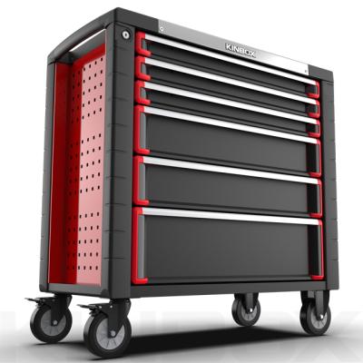 China Durable Ningbo Kinbox 6 Drawer China Tool Cart, Pit Cart With Wheels For Garage Fixture for sale