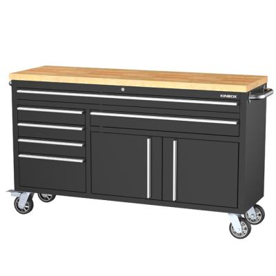 China Warehouse Kinbox 60 inch worktop metal wood storage cabinet/sliding steel tool box for sale