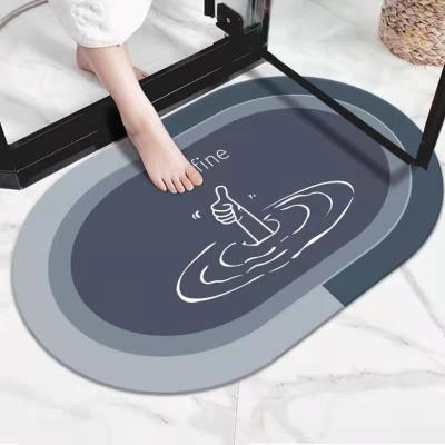 China Bathroom Washable Water Absorbent Cover Set Door Mats Diatom Mud Floor Anti Slip Diatomite Rubber Bath Mat for sale