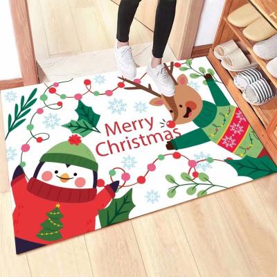 China Front Mat Christmas Doormat Washable Non-slip Customized Washable With Santa Claus Snowman for sale