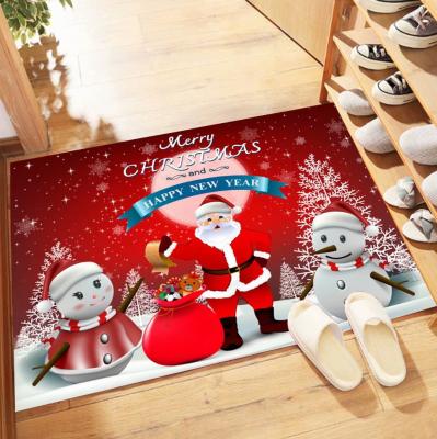 China 50 x 80 cm Merry Christmas Washable Decoration Mat with Santa Claus Snowman for sale