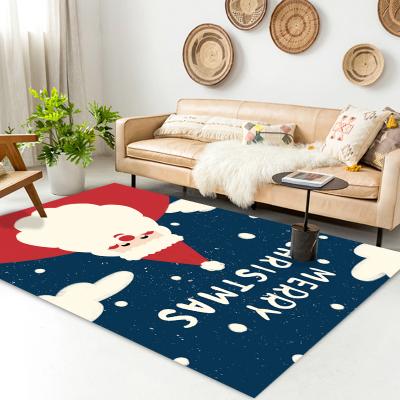 China 2022 New Design Winter Santa Claus Carpet Printed Merry Christmas Washable Carpet for sale