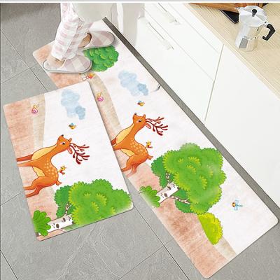 China New Design 100% Polyester Animals Kitchen Mat Washable Rectangle Printed Rug Bedroom Bathroom Rug Beautiful for sale