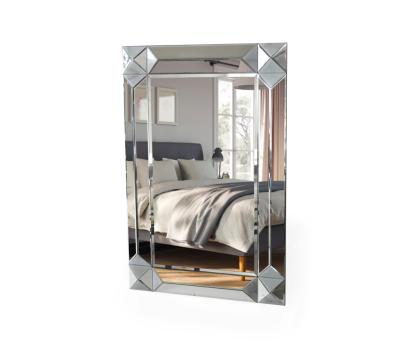 China Minimalist Silver Square Mirrored Frame Wall Mirror 80x120cm for sale