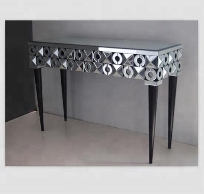 China Handmade Hot Selling Console Table Clear Glass And Decorative Mirror Coffee Table Black for sale