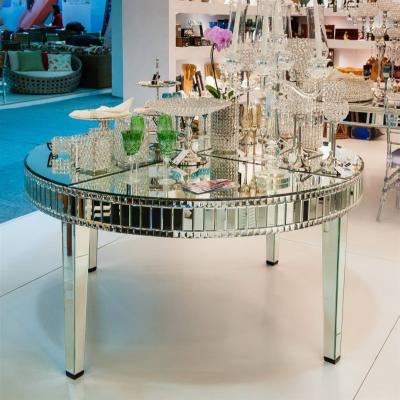 China Modern Hot Selling Handmade Bevel Mirror Furniture Large Round Dining Table for sale